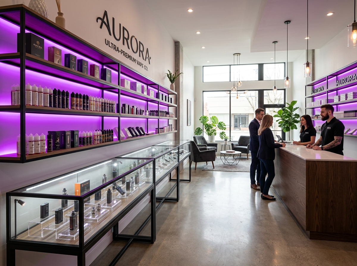 Interior view of Vape Monkey clean retail store layout
